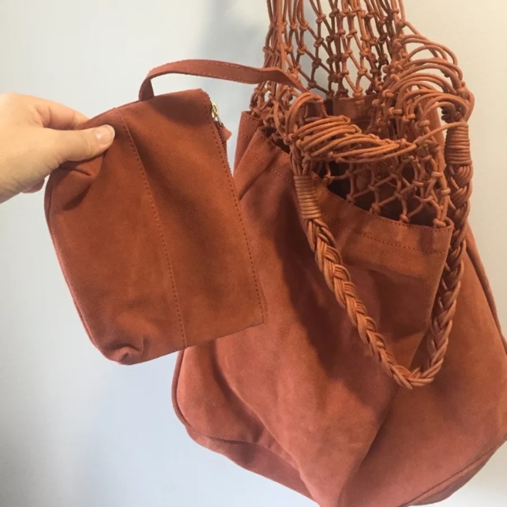 EUC Anthropologie Suede Leather Tote Bag